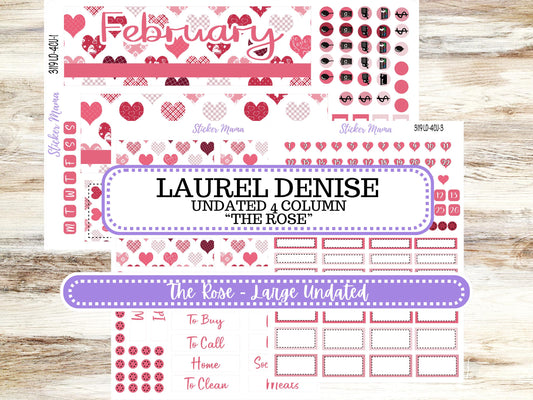 LD "The Rose" - Large Undated Sewn || 4 COLUMN Undated (formerly project undated). Planner Kit #3119 || February || 10-25