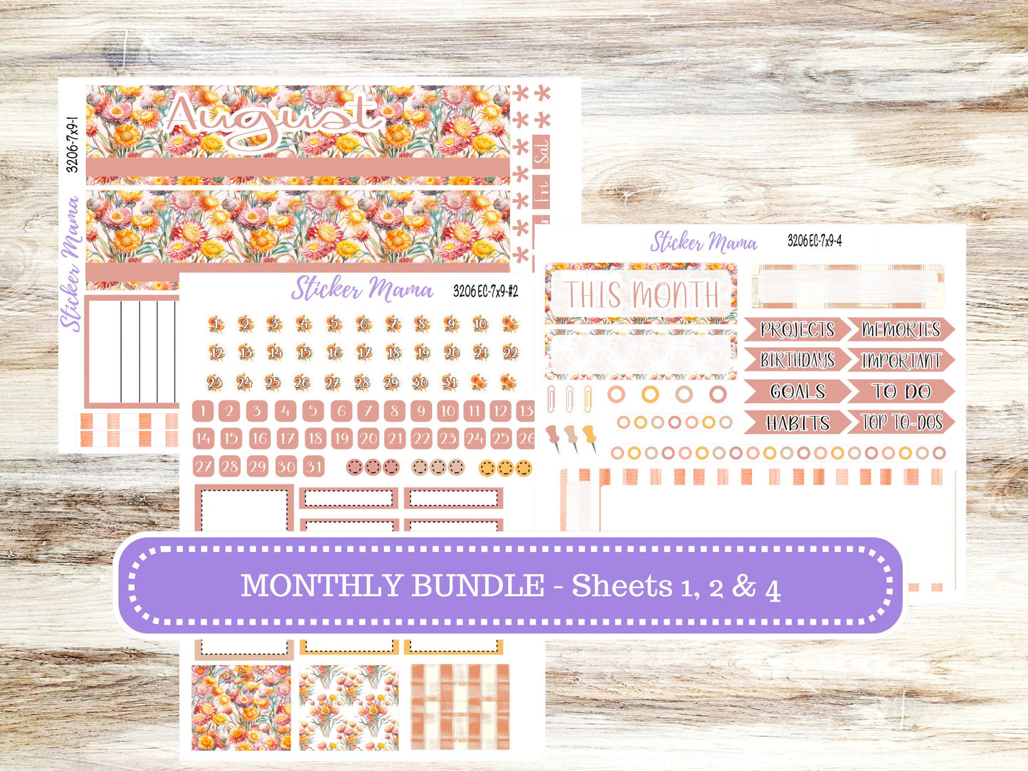 Erin Condren Monthly  Kit  7X9 | 3206 Falling Colors Stickers  | September