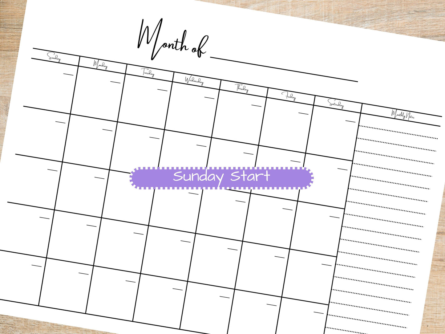 Minimalist Side Monthly Calendar Planner Pad | 11” x 8.5”