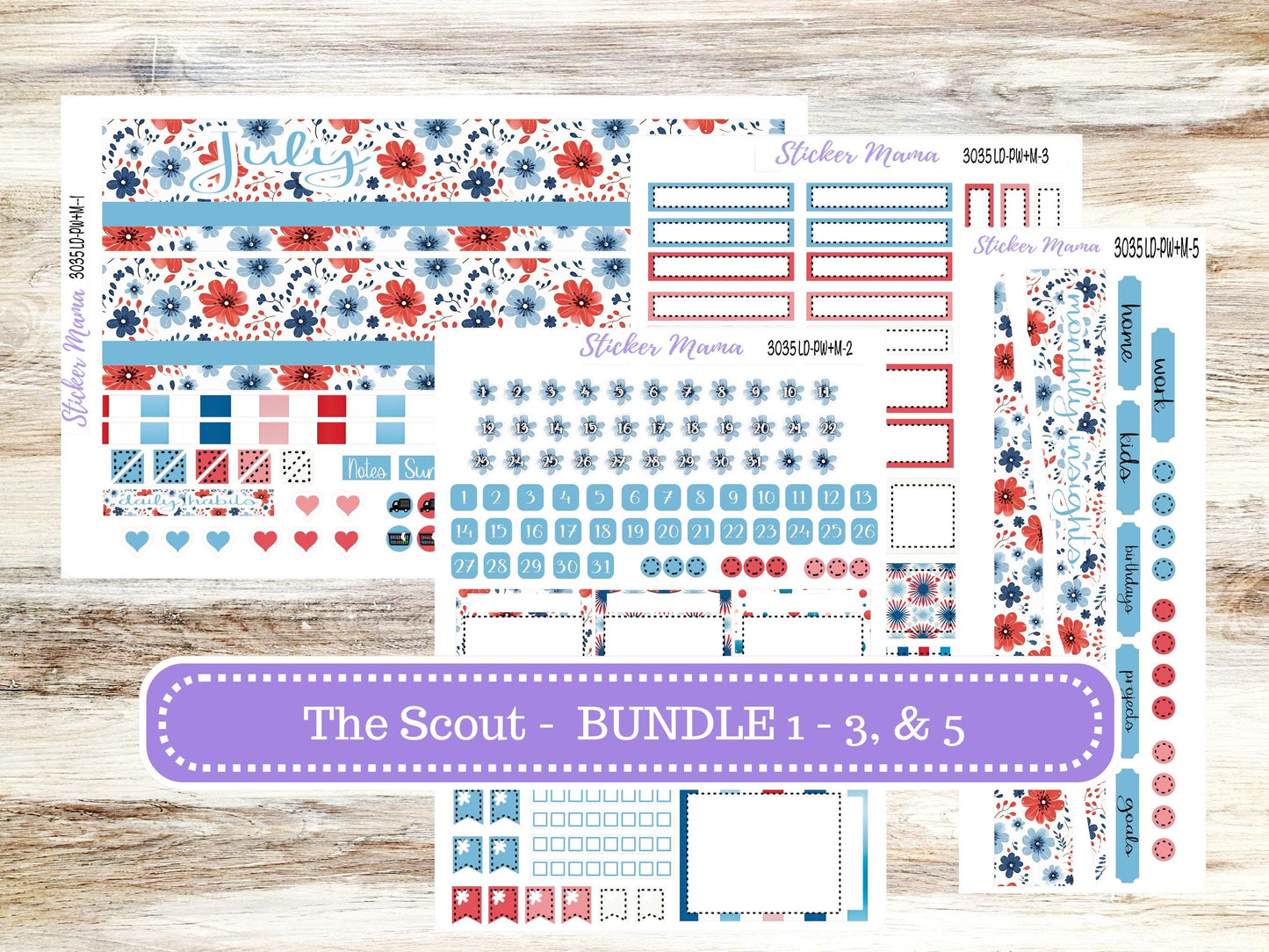 Laurel Denise Large Scout Planner Sticker Kit | Portrait Weekly + Monthly | July 3035 American Dream | 4-26