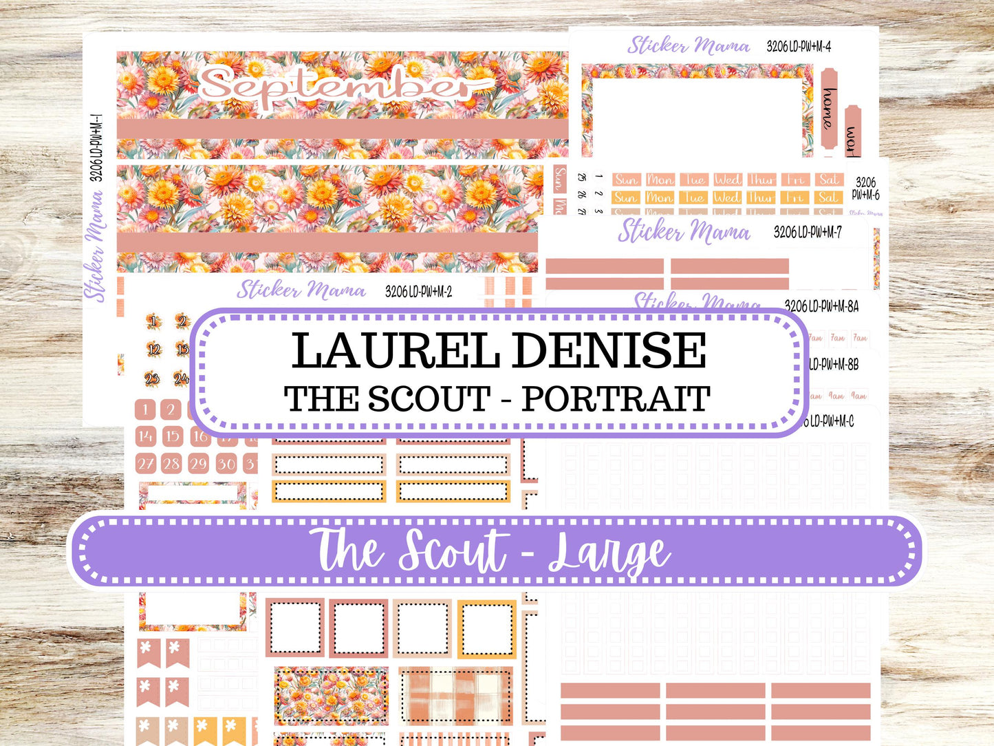 Laurel Denise Large Scout Planner Sticker Kit | Portrait Weekly + Monthly | September Falling Color 3206 | 6/26
