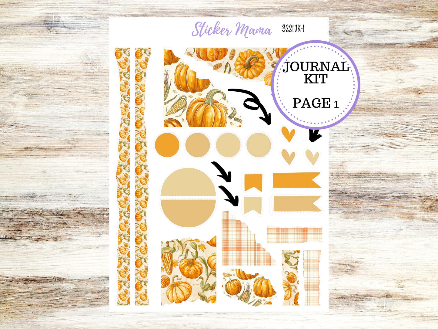 Journal Planner Sticker Kit  | Pumpkin Cornstalk #3221