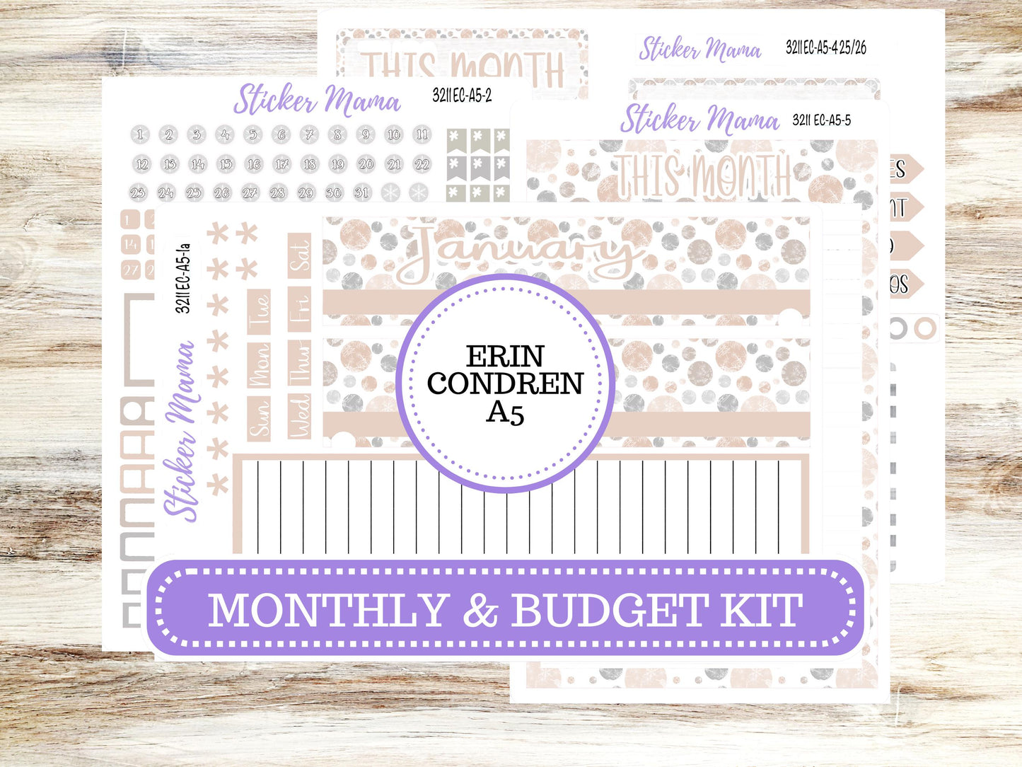 ERIN CONDRE Monthly Kit-3211 || A5 || Patel Wonderland Stickers  || - ec January Monthly Kit - Monthly Planner Kits - Monthly Budget