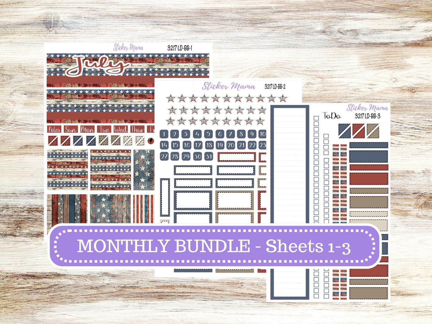 Laurel Denise Mae and Kristy Planner Sticker Kit | Book-Bound | July 3217 Old Glory | 4-26