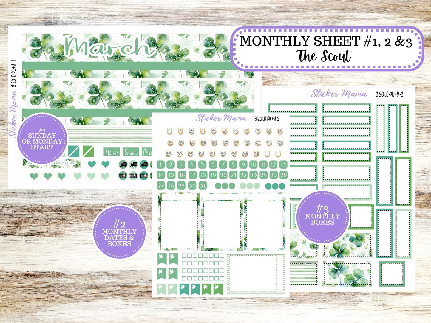 LD Large "The Scout" || PORTRAIT Weekly + Monthly Planner Kit #3120 || March Shamrock Magic || Laurel Denise Kit Portrait  || 11-25