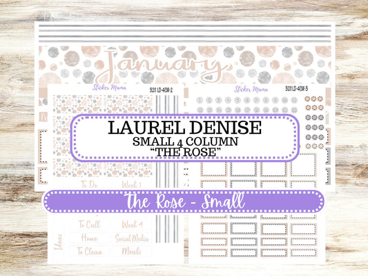 LD "Th Rose" Small || 4 COLUMN Mini (formerly the project mini) Size Planner Kit #3211 || February || Project Stickers || 10-25