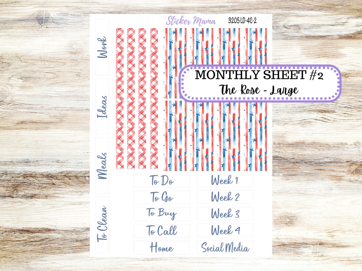 Laurel Denise Large Rose Planner Sticker Kit | 4-COLUMN (formerly project) | July Patriotic Festivities 3205 | 4-26