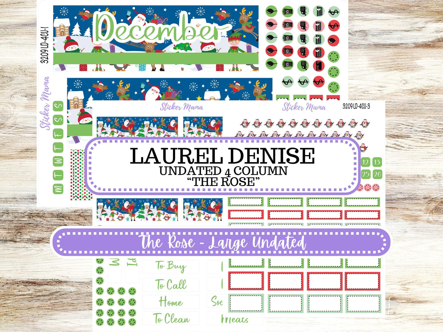 LD "The Rose" - Large Undated Sewn || 4 COLUMN Undated (formerly project undated). Planner Kit #3209|| Jolly Pines || 9-25