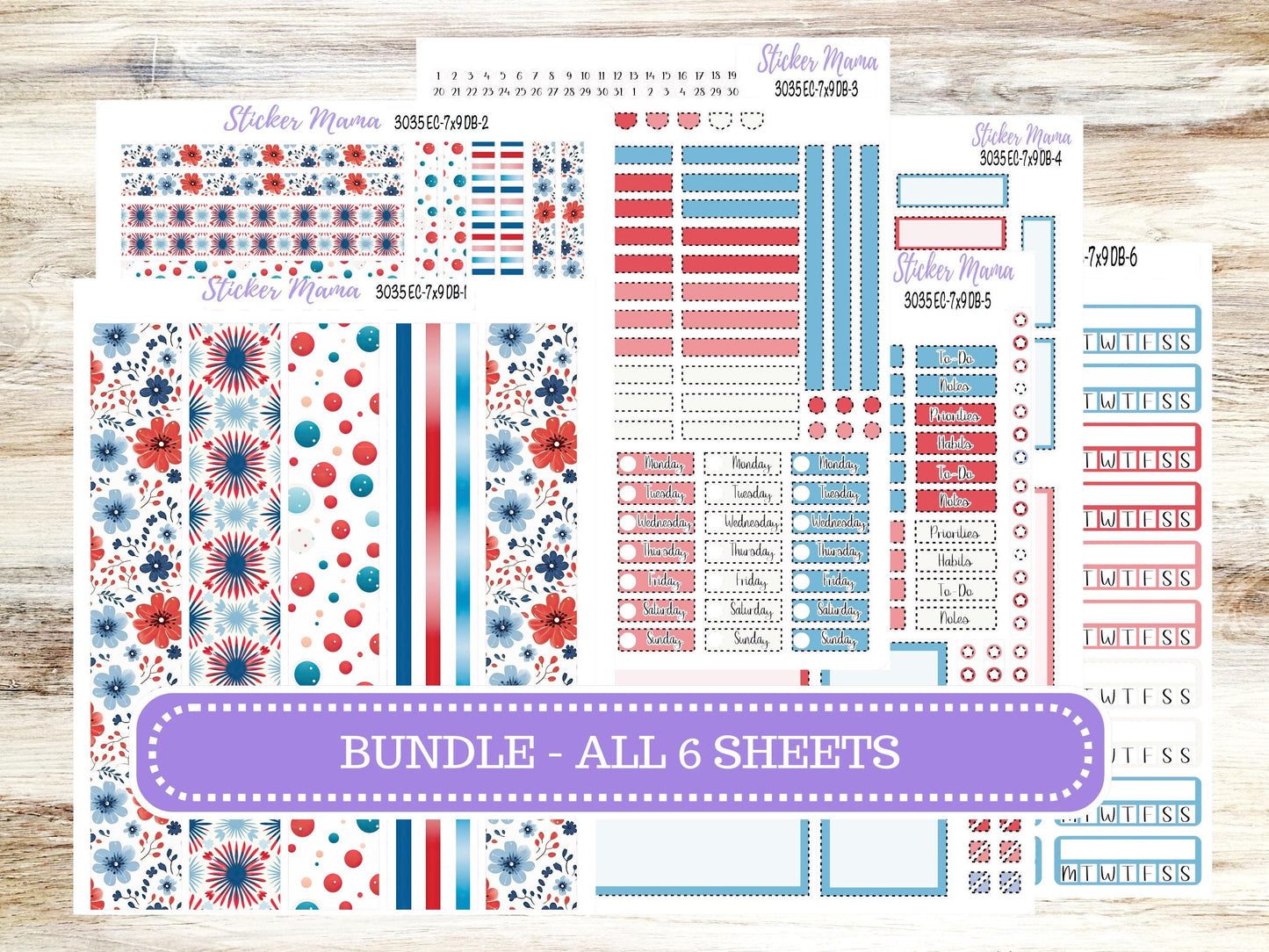 Erin Condren Dashboard Planner Sticker | Kit DB-3035 American Dream