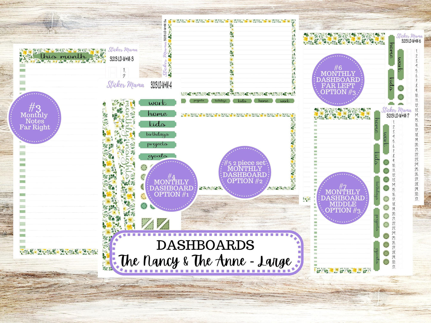 LD “The Nancy & Anne” Large || Week + Month PLANNER Monthly Kit #3213 || Horizontal Vertical Kit || March Lucky Blossom || 10-25
