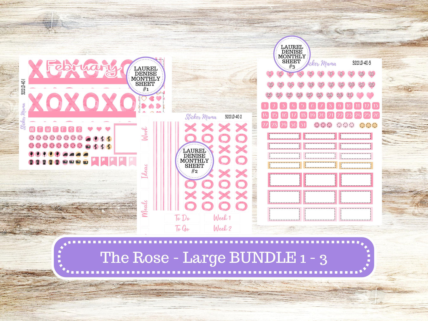 LD "The Rose" Large || 4-COLUMN (formerly project)  Planner Kit #3212 || Love Notes || Laurel Denise Stickers || 10-25