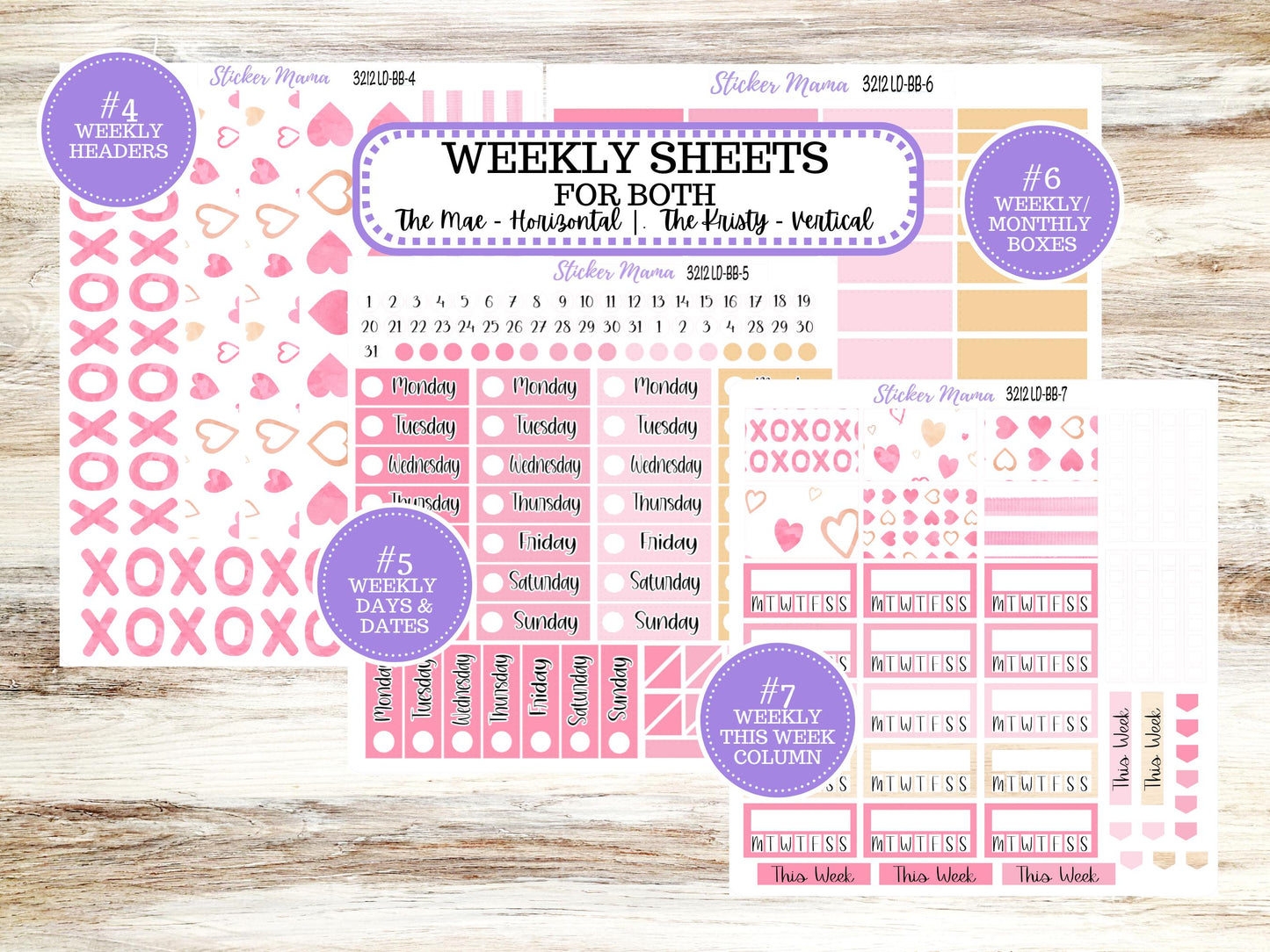 LD BOOK-BOUND Planner Kit #3212 || The Mae || The Kristy || Love Notes || February Laurel Denise Sticker Kit ||  10-25