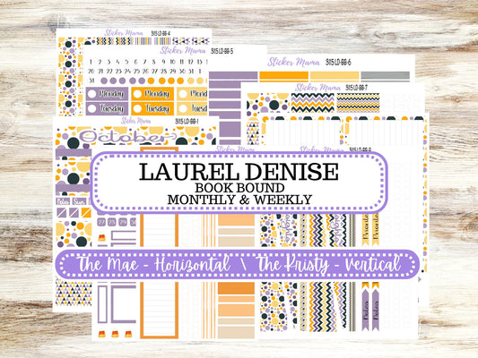 LD BOOK-BOUND Planner Kit #3115 || The Mae || The Kristy || Spooky Palette ||October Laurel Denise Sticker Kit ||  Aug 25