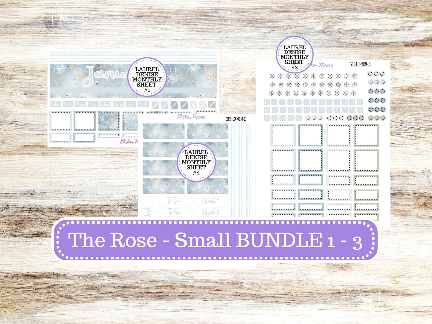 LD "Th Rose" Small || 4 COLUMN Mini (formerly the project mini) Size Planner Kit #3118 || January || Project Stickers || 10-25