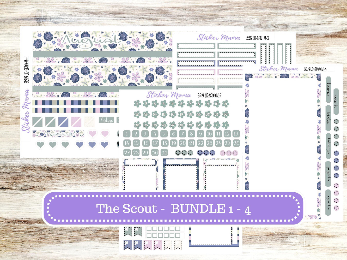 Laurel Denise Small Scout Planner Sticker Kit | Portrait Weekly + Monthly | August Tropical Trinkets 3219 | 5-26