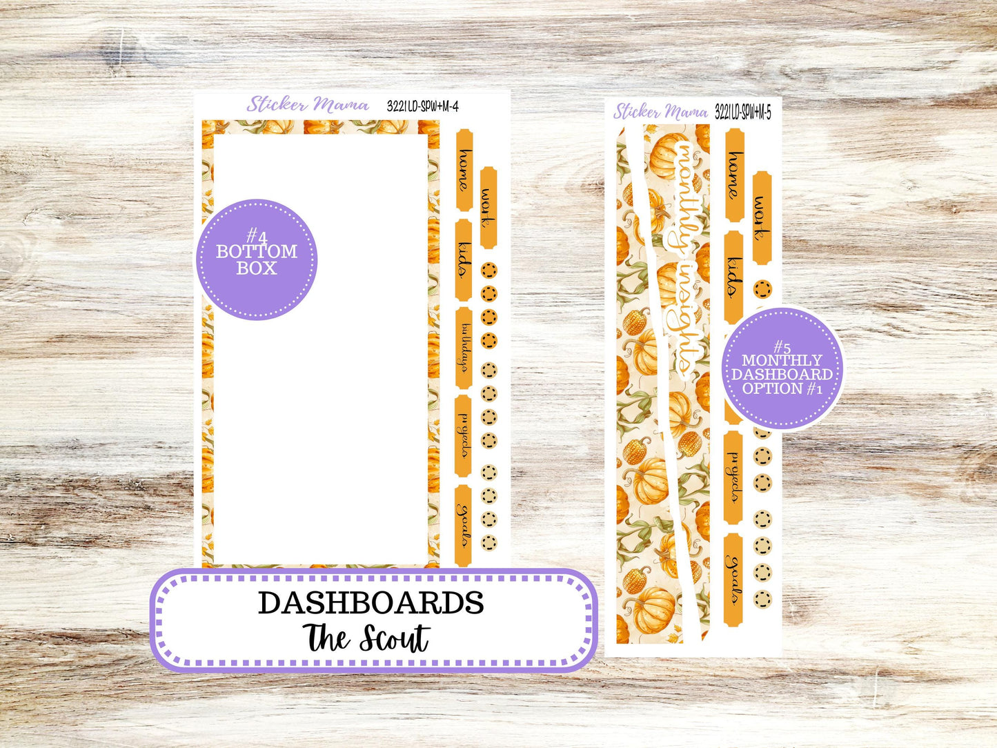 Laurel Denise Small Scout Planner Sticker Kit | Portrait Weekly + Monthly | Choose Your Month Fall | 3221 Pumpkin & Cornstalk | 6-26