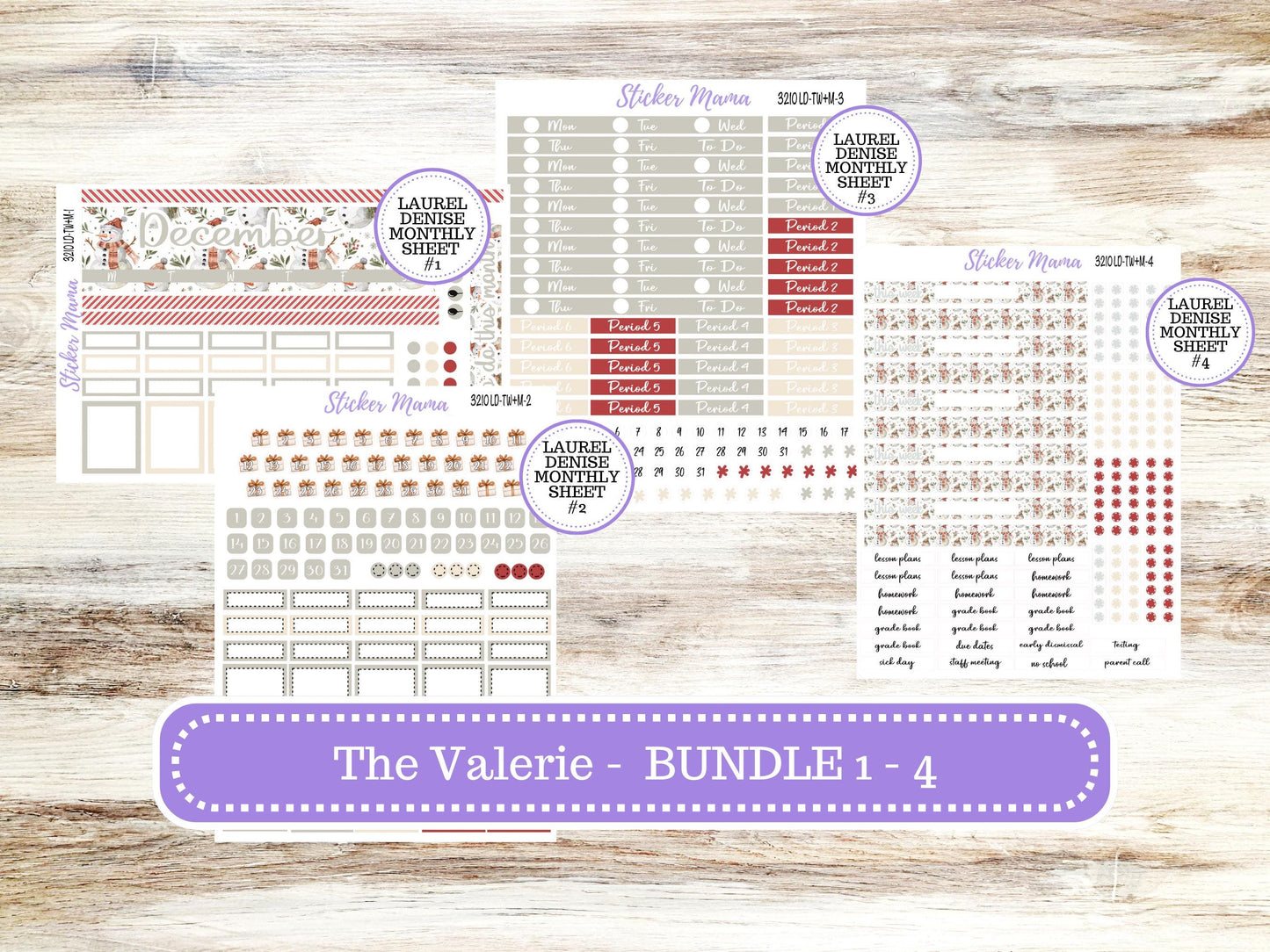 LD "The Valerie" || TEACHER Week + Month Planner Kit #3210 || Frosty Friends ||Laurel Denise Kit || Laurel Denise Teacher Planner || June 25