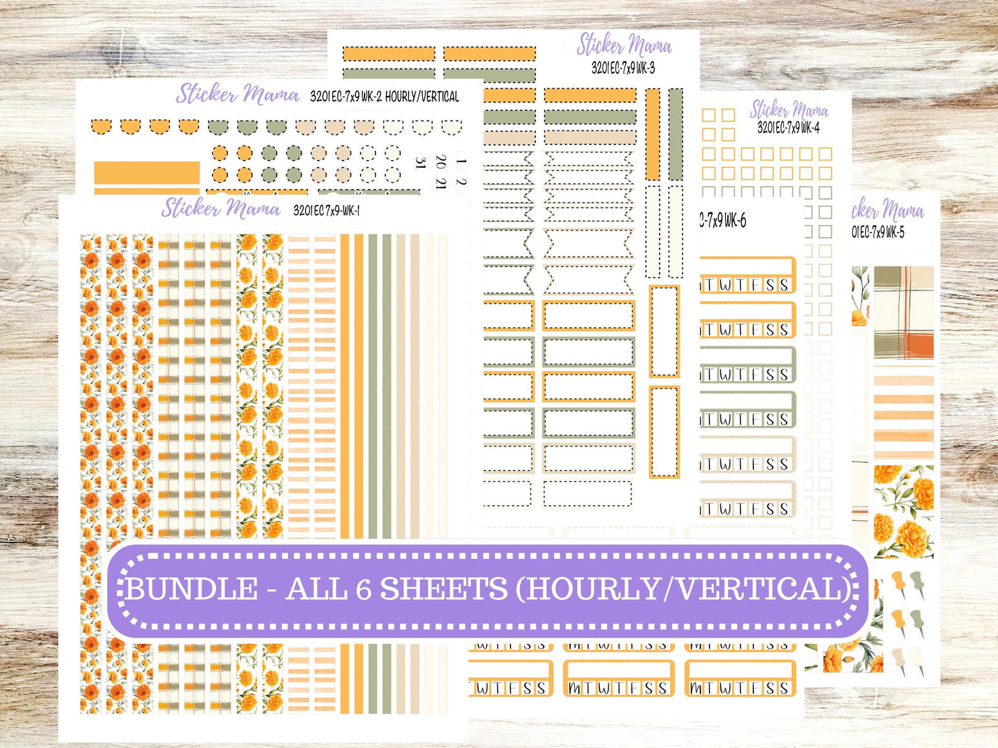 Erin Condren Weekly Planner Kit | Vertical & Hourly Stickers | WK-3201 Fall Colors