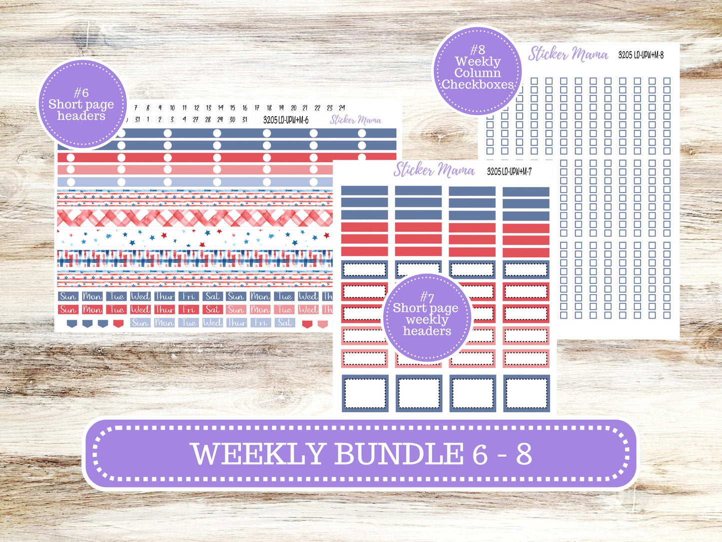 Laurel Denise Jo Planner Sticker Kit | Pop-up Week+Month | July Patriotic Festivities 3205 |  4-26