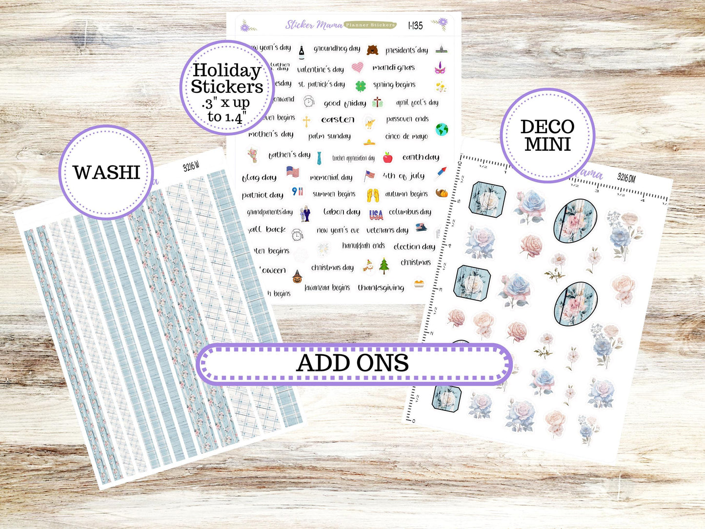 Laurel Denise Large Scout Planner Sticker Kit | Portrait Weekly + Monthly | June Chic Roses #3216 | 3-26