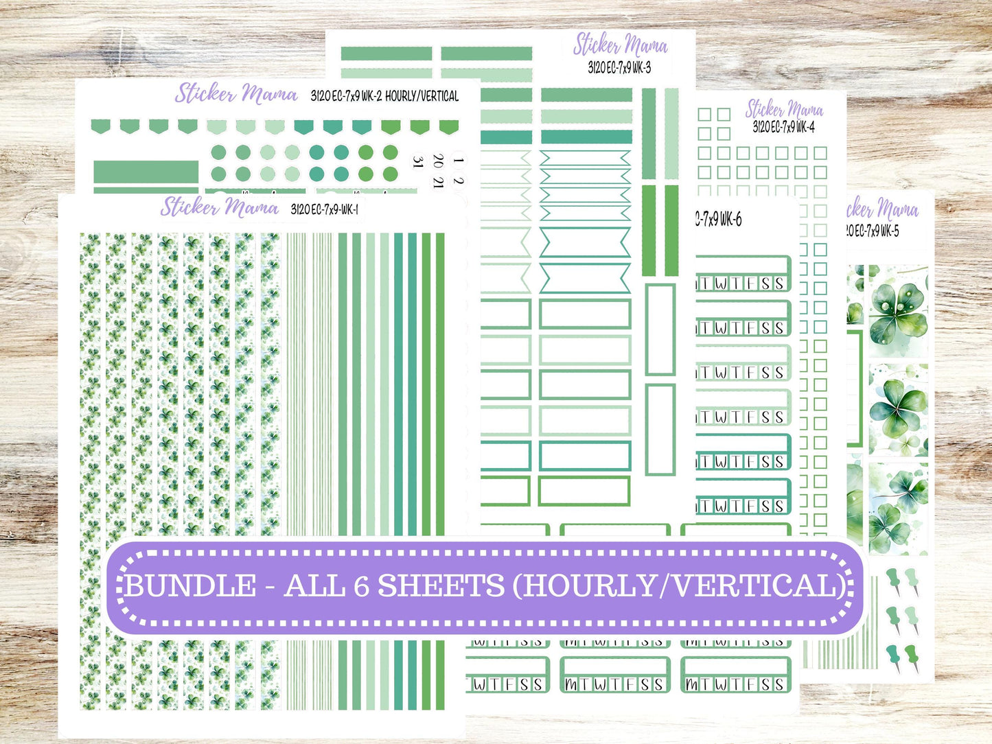 ERIN CONDREN WK-3120 || Shamrock Magic || Weekly Planner Kit || Erin Condren || Hourly Planner Kit || March Vertical Planner Kit