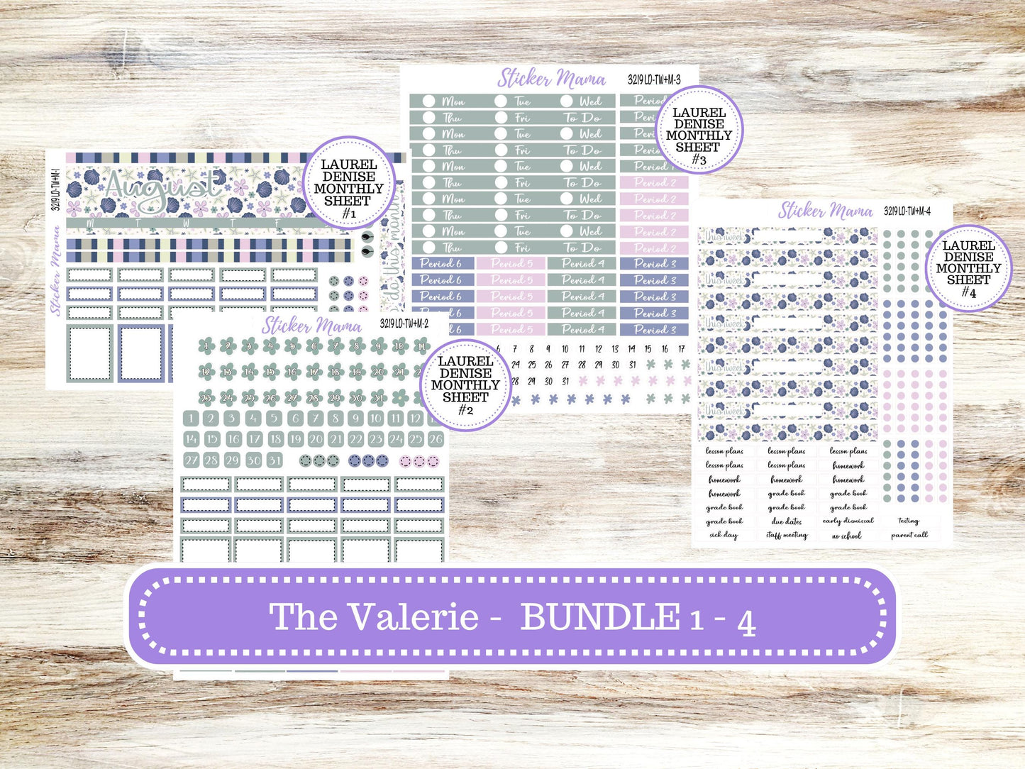 Laurel Denise Valerie Planner Stickers | LD Teacher Week + Month Planner Kit | August 3219 Tropical Trinkets | 5-26