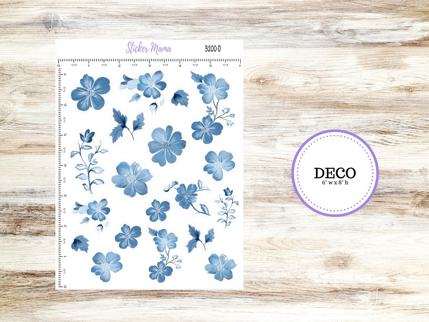 DECO-3200 || Cool Blue Deco || PLANNER STICKERS || Floral Stickers ||