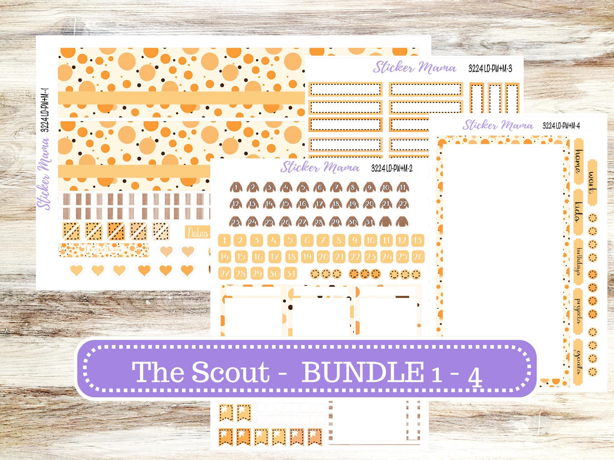Laurel Denise Large Scout Planner Sticker Kit | Portrait Weekly + Monthly | Month of your Choice Fall | 3224 Fall Polka Dot | 8-26