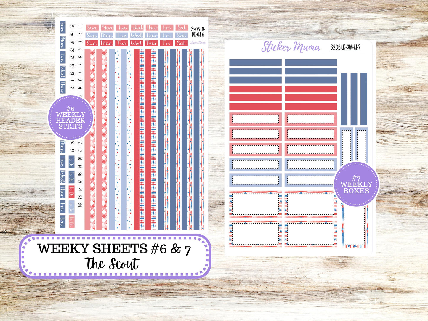 Laurel Denise Large Scout Planner Sticker Kit | Portrait Weekly + Monthly | July Patriotic Festivities 3205 | 4-26