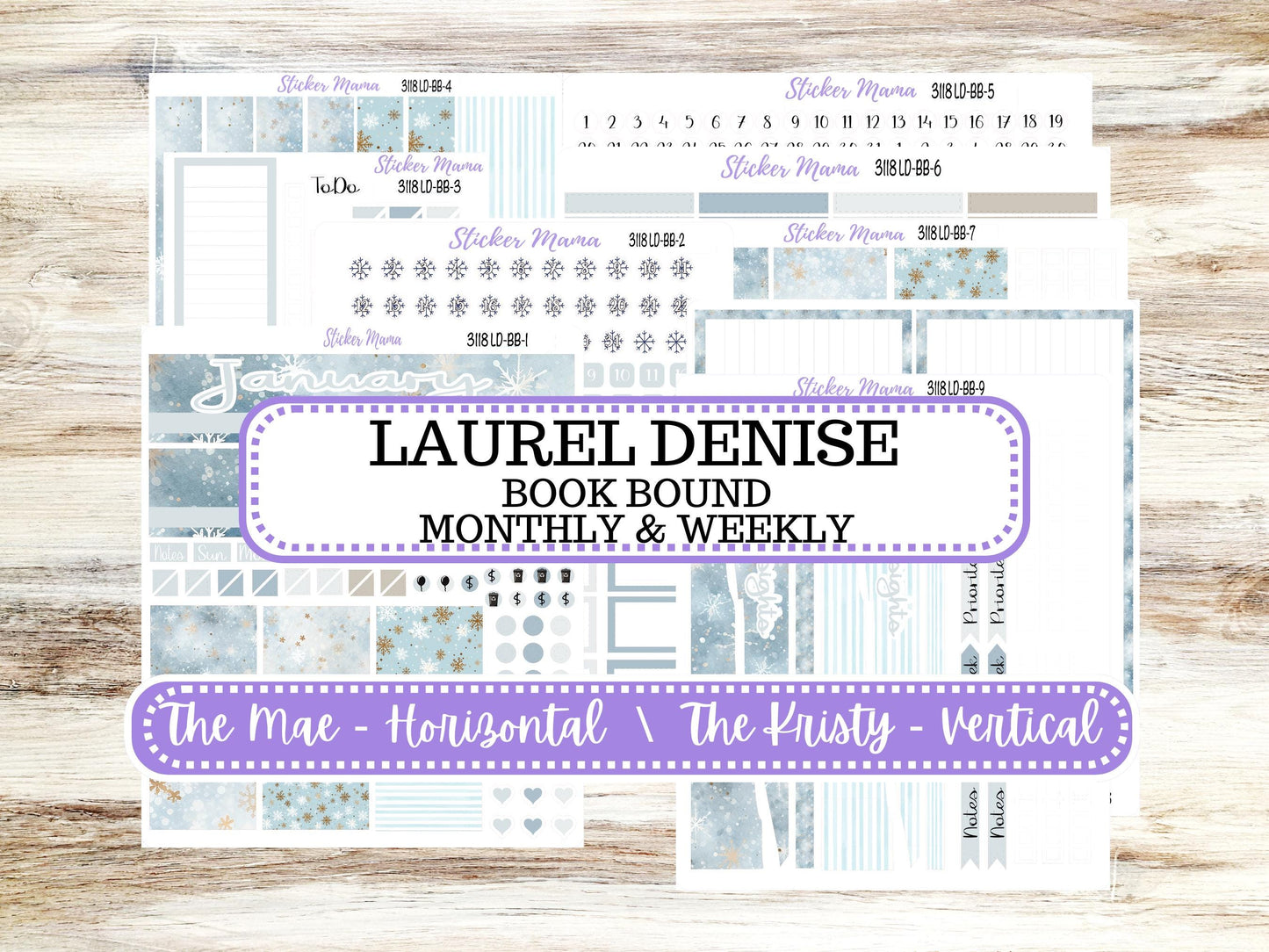LD BOOK-BOUND Planner Kit #3118 || The Mae || The Kristy || Bookbound || January Laurel Denise Sticker Kit ||  10-25