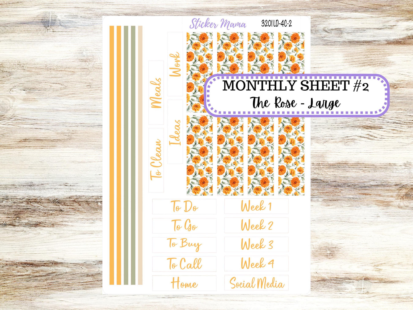 Laurel Denise Large Rose Planner Sticker Kit | 4-COLUMN (formerly project) | Month of your Choice 3201 Fall Colors | 5-26