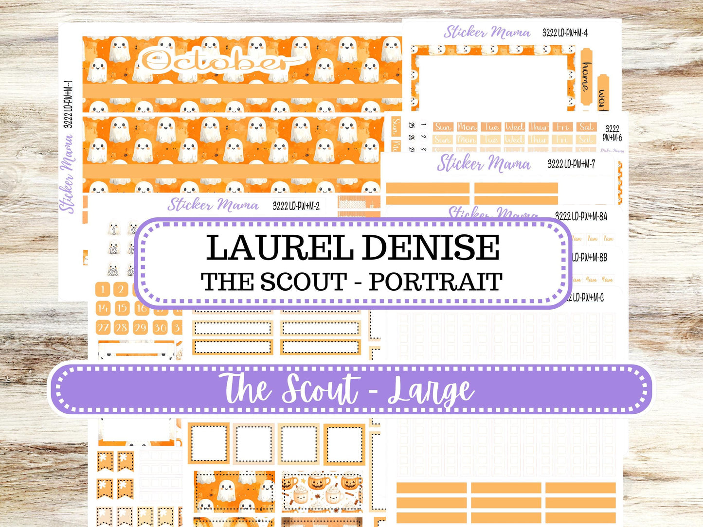 Laurel Denise Large Scout Planner Sticker Kit | Portrait Weekly + Monthly | October Cozy Ghost 3222 | 7-26