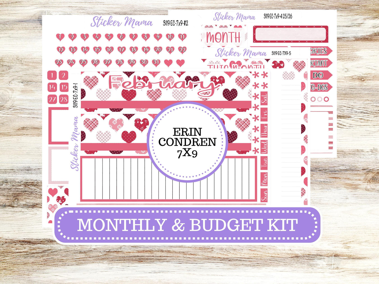ERIN CONDREN Monthly Kit-3119 || 7X9 ||  - 7x9 ec FEBRUARY Monthly Kit - February Monthly Planner Kits -  Monthly Pages || 10-25