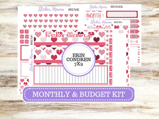 ERIN CONDREN Monthly Kit-3119 || 7X9 ||  - 7x9 ec FEBRUARY Monthly Kit - February Monthly Planner Kits -  Monthly Pages || 10-25