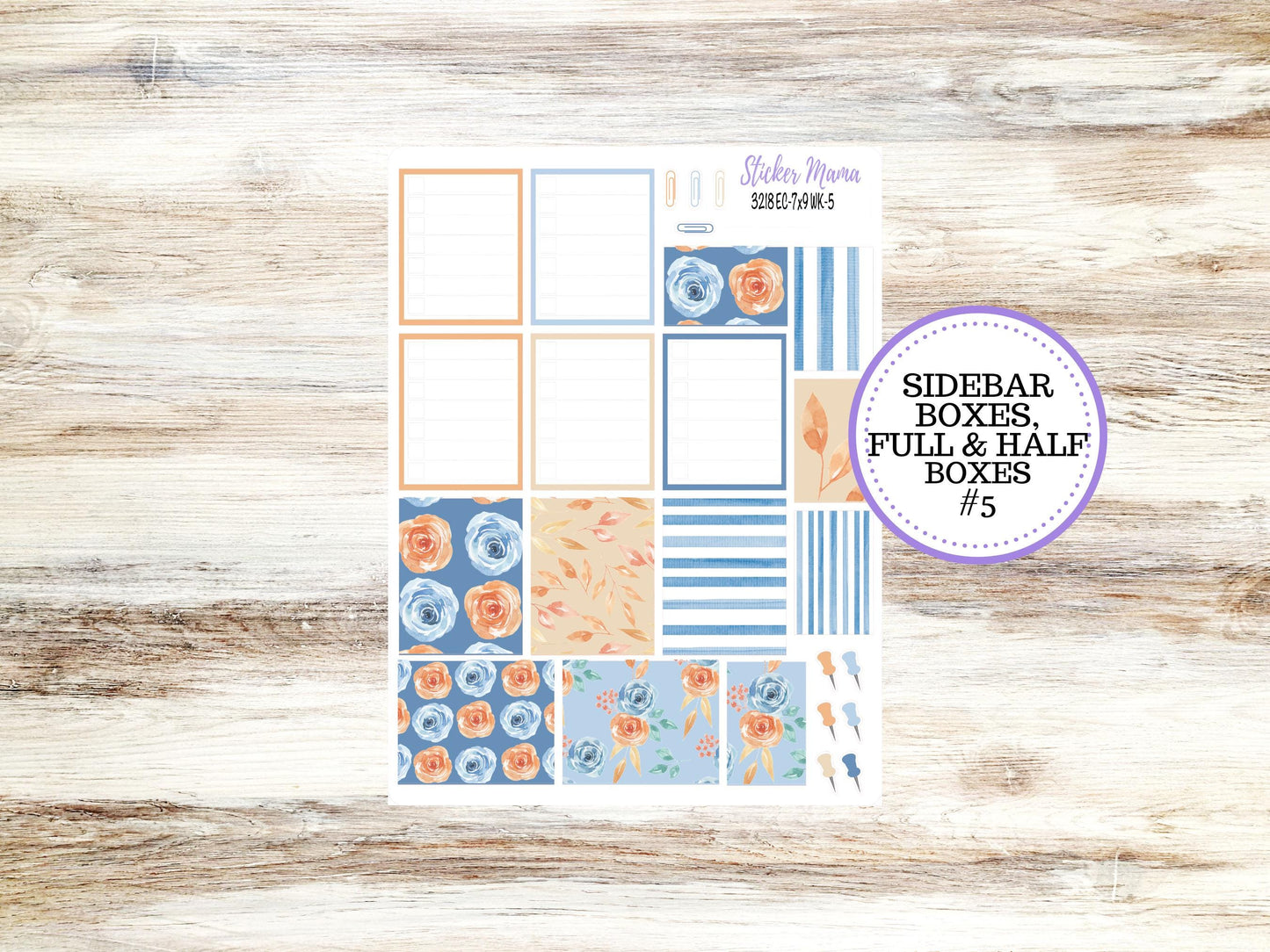 Erin Condren Weekly Planner Kit | Vertical & Hourly Stickers | WK-3218 Blossom Breeze