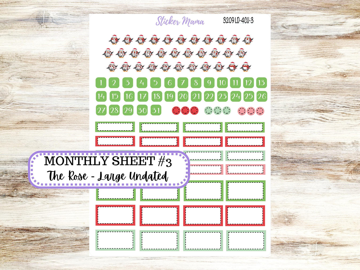 LD "The Rose" - Large Undated Sewn || 4 COLUMN Undated (formerly project undated). Planner Kit #3209|| Jolly Pines || 9-25
