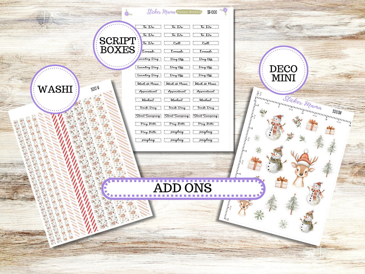 Laurel Denise Small Rose Planner Sticker Kit 3210 | 4 Column Mini | December Frosty Friend | 9-26