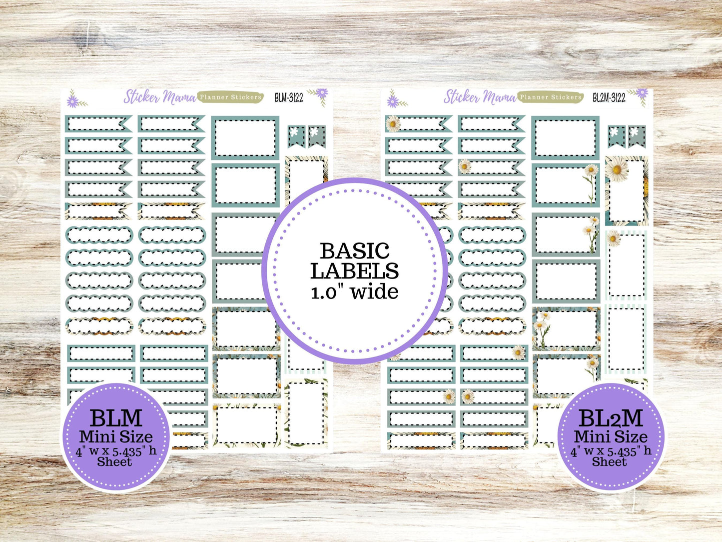 BL-3122 || Vintage Bloom Stickers || Basic Label Stickers - Planner Stickers - Half Boxes - Planner Stickers