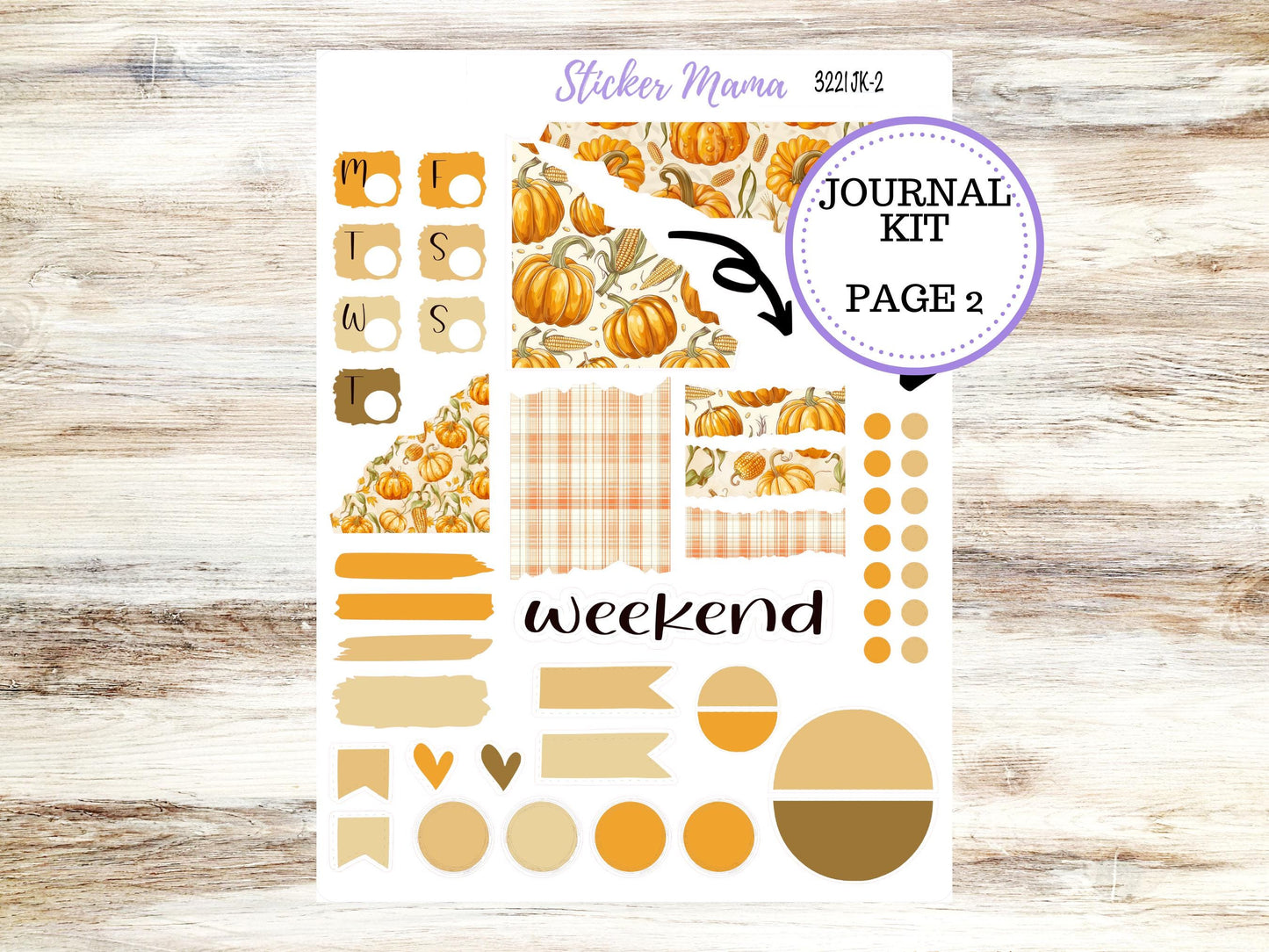 Journal Planner Sticker Kit  | Pumpkin Cornstalk #3221