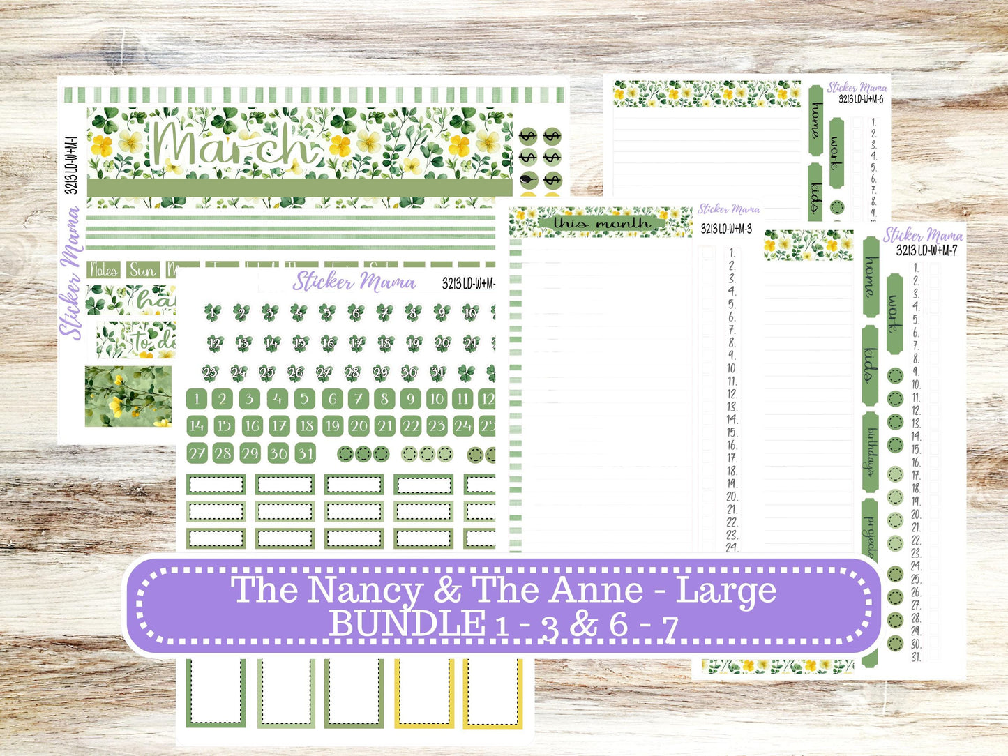 LD “The Nancy & Anne” Large || Week + Month PLANNER Monthly Kit #3213 || Horizontal Vertical Kit || March Lucky Blossom || 10-25
