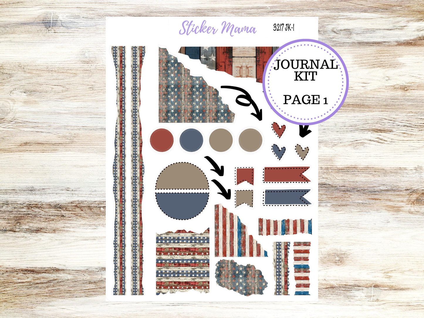 Journaling Stickers | Planner Stickers Kit | 3217 Old Glory