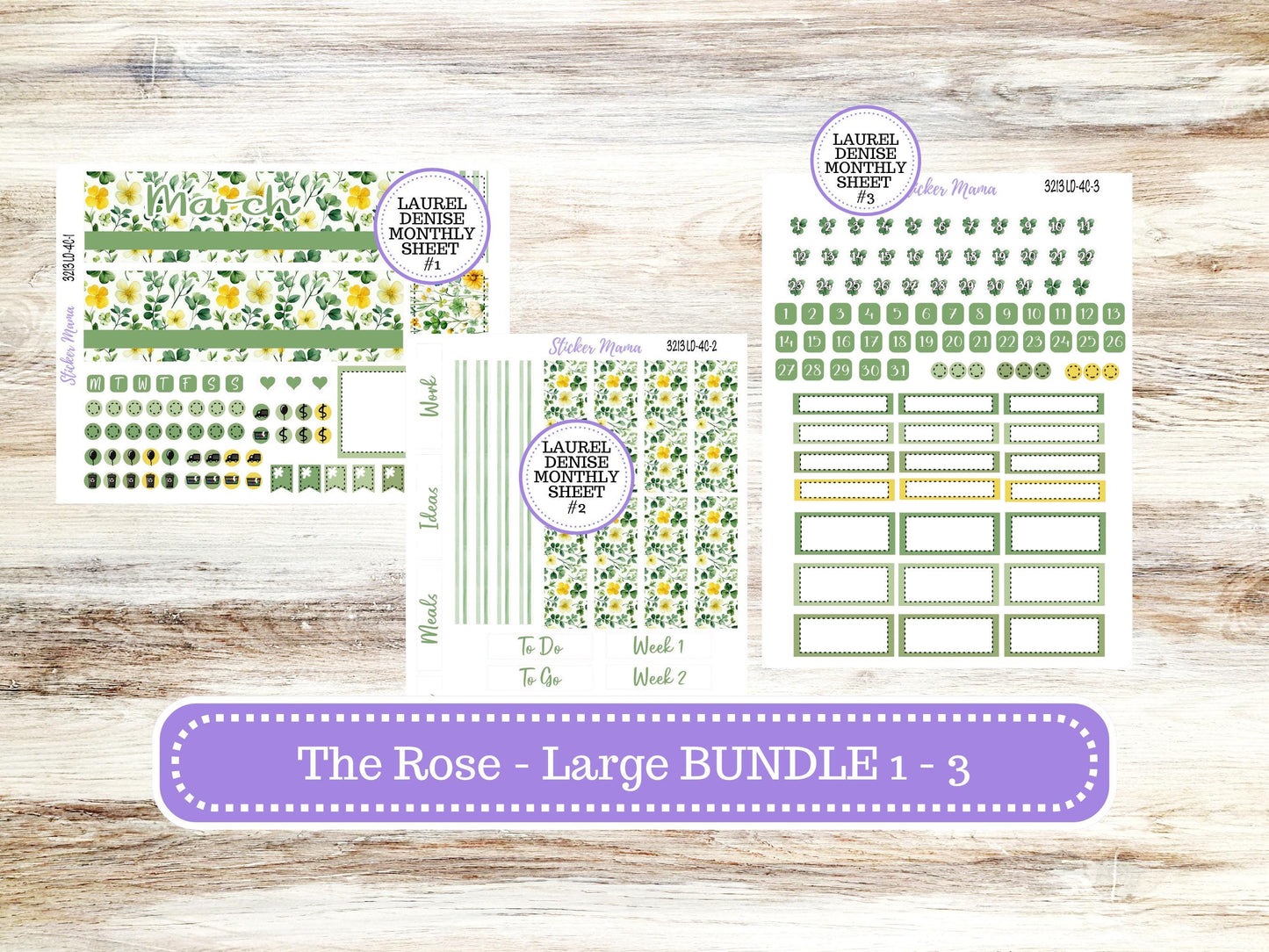 LD "The Rose" Large || 4-COLUMN (formerly project)  Planner Kit #3213 || March Lucky Blossom || Laurel Denise Stickers || 11-25