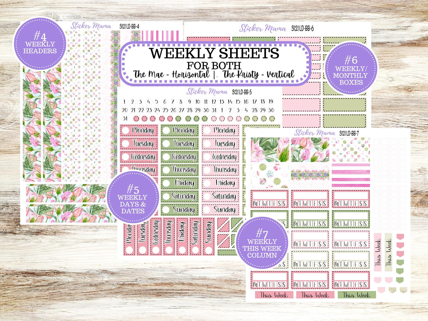 LD BOOK-BOUND Planner Kit #3121 || The Mae || The Kristy || Bookbound || April Easter Petals Laurel Denise Sticker Kit ||  12-25
