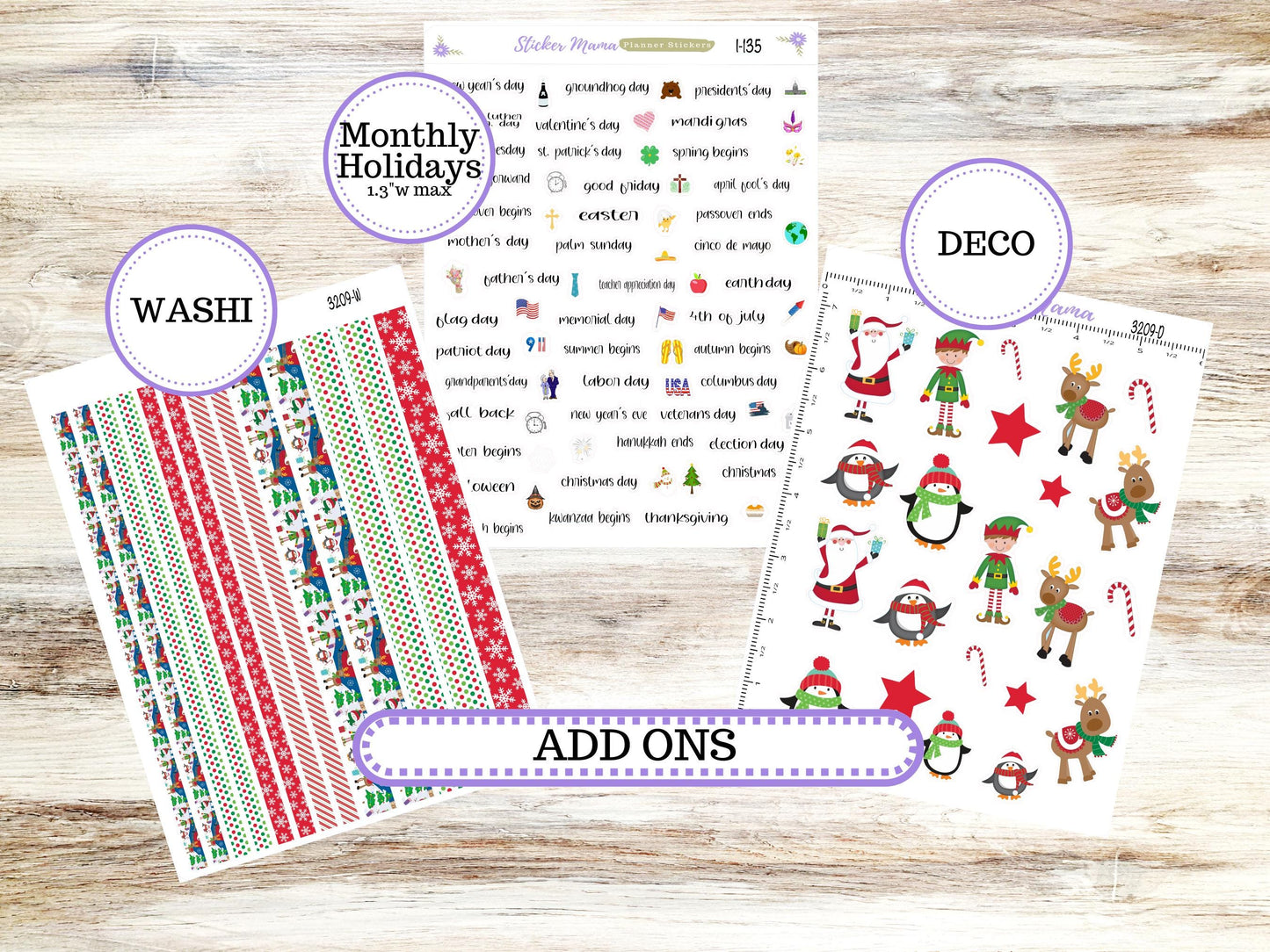 LD BOOK-BOUND Planner Kit #3209 || The Mae || The Kristy || Jolly Pines || December Laurel Denise Sticker Kit ||  9-25