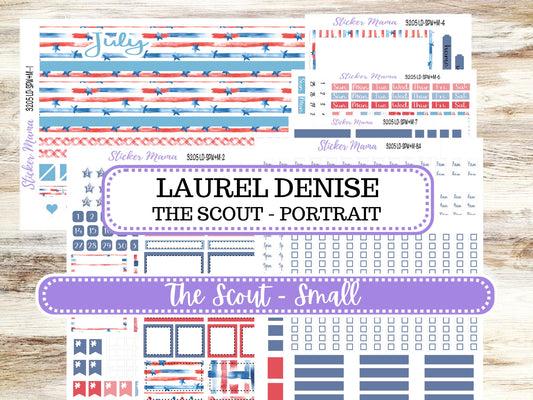 Laurel Denise Small Scout Planner Sticker Kit | Portrait Weekly + Monthly | July Patriotic Festivities 3205 | 4-26