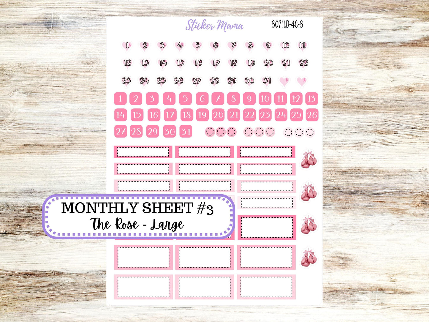 LD "The Rose" Large || 4-COLUMN (formerly project)  Planner Kit #3071 || Breast Cancer || Laurel Denise Stickers || Aug 25