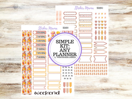 Simple 1.5 inch Planner Sticker Kits | Falling Colors 3206
