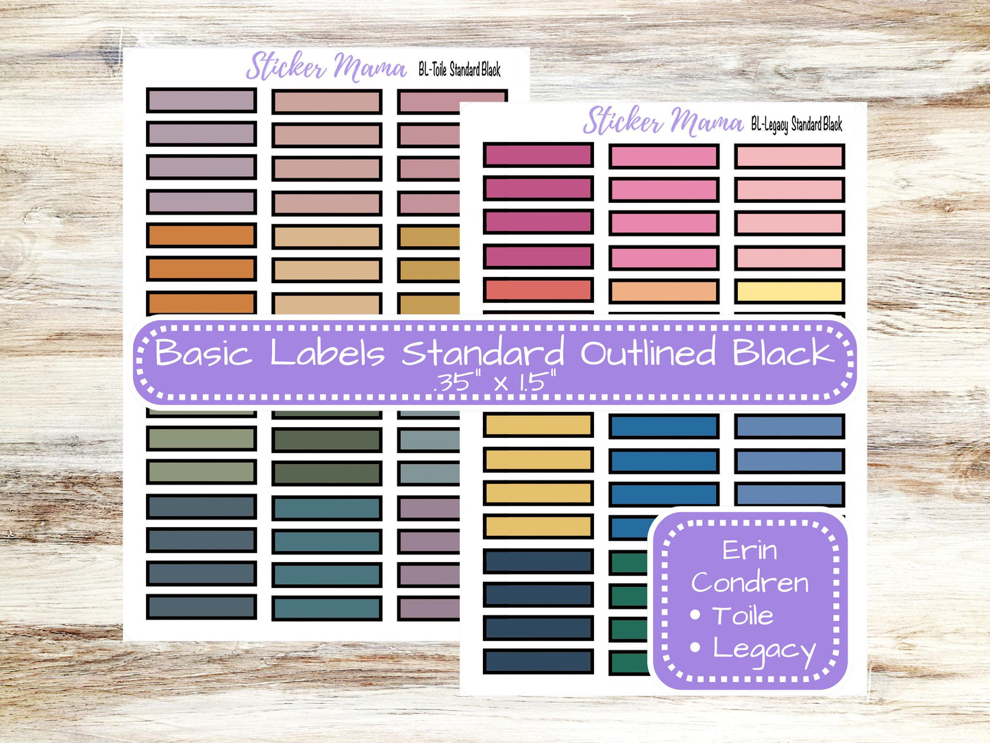 Basic Labels Standard Outline in Black | Erin Condren Toile | Erin Condren Legacy