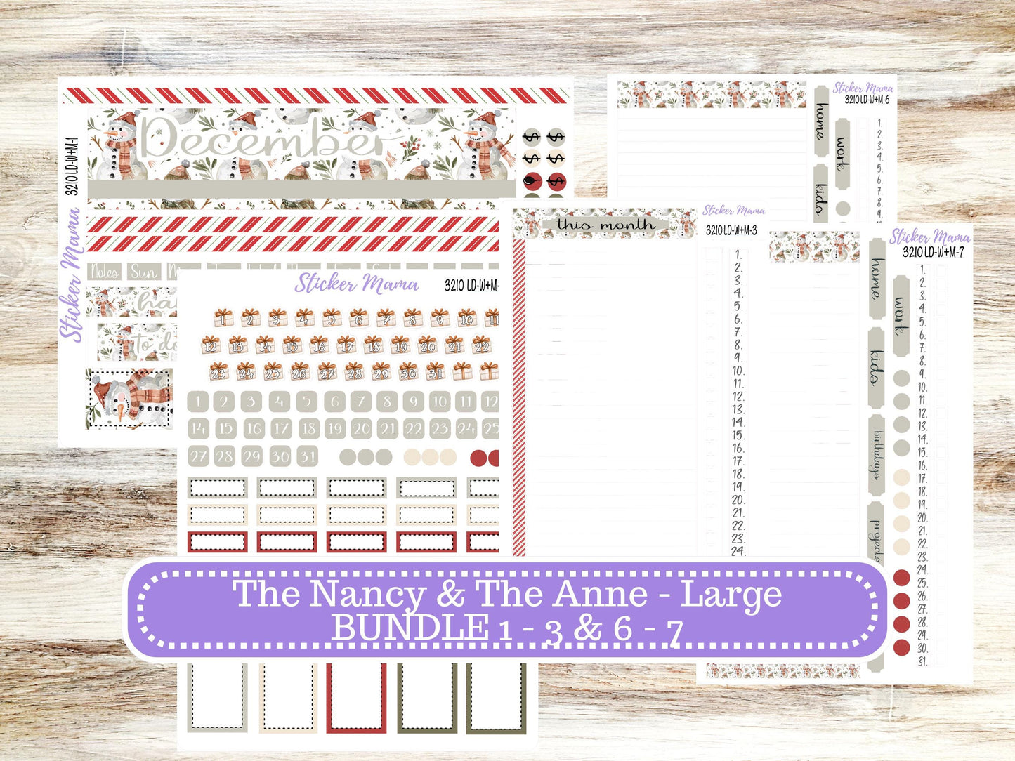 LD “The Nancy & Anne” Large || Week + Month PLANNER Monthly Kit #3210 || Laurel Denise Horizontal Vertical Kit || Frosty Friends || 9-25