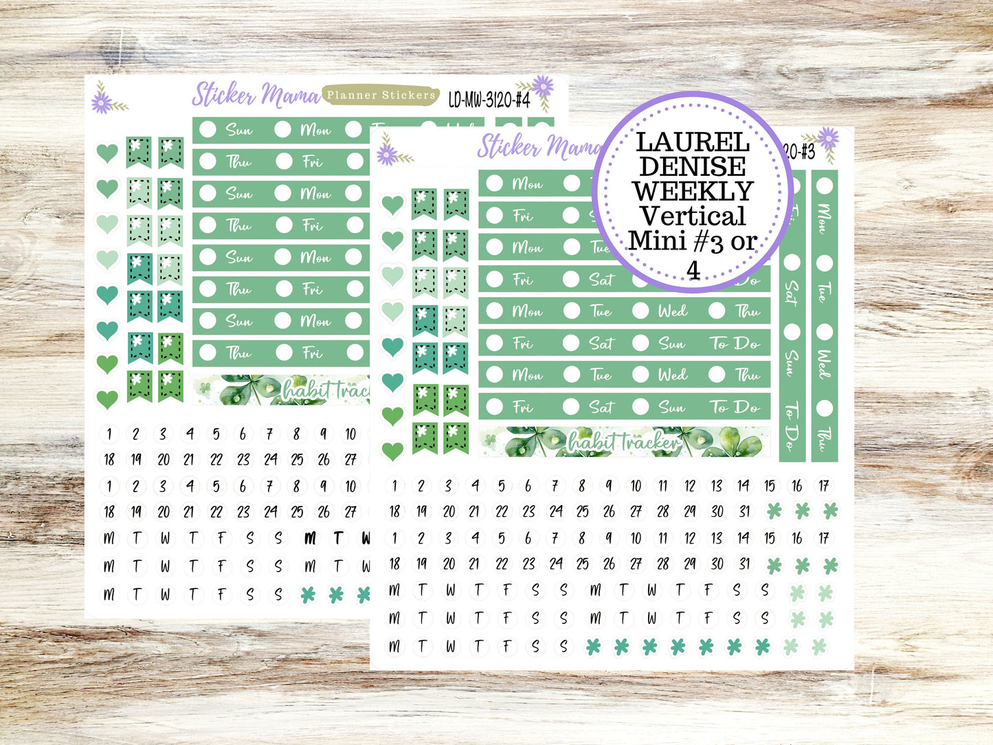 LAUREL DENISE MINI Planner Kit #3120 || Shamrock Magic Laurel Denise Kit || L D  Stickers || Laurel Denise Horizontal Vertical || March